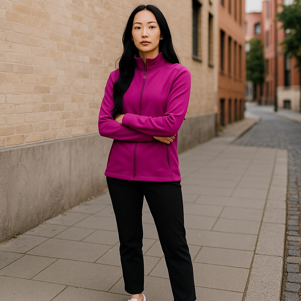 THE NORTH FACE TADASANA VAPORWICK MAGENTA SLIM FIT FULL ZIPPER CLOSURE•S/S/P